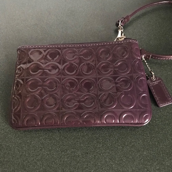 Coach Purple Leather Wristlet Mini Pouch - Picture 6 of 9